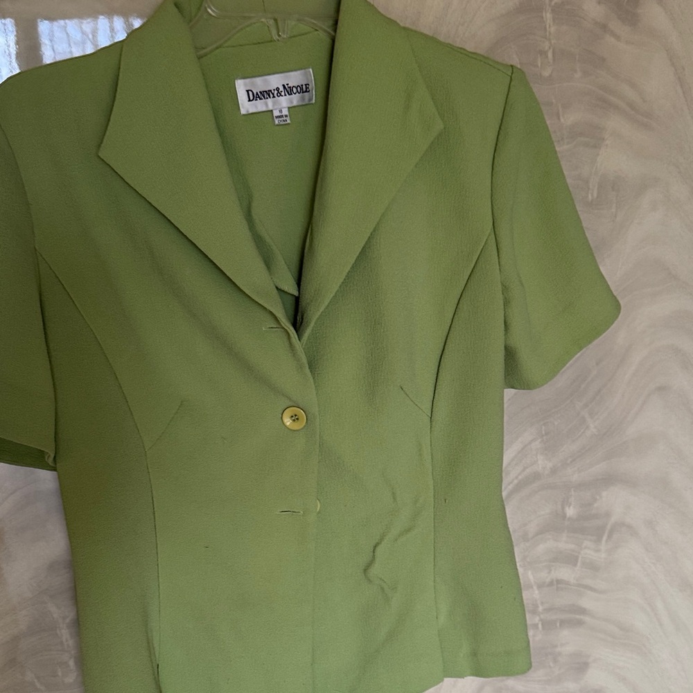 Danny & Nicole Light Green Short Sleeve Blazer Jacket